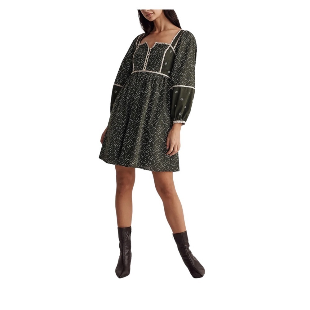 New without tag Madewell floral mix square neck prairie mini dress 2